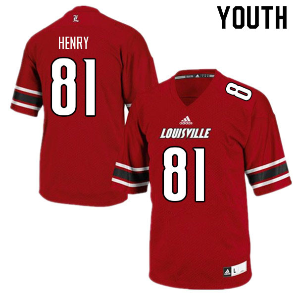 Youth #81 Christian Henry Louisville Cardinals College Football Jerseys Sale-Red